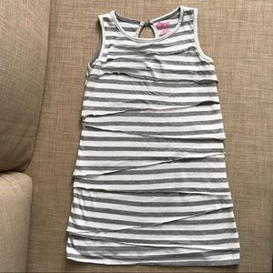 Gray & White Striped Top w/Cascading Layers